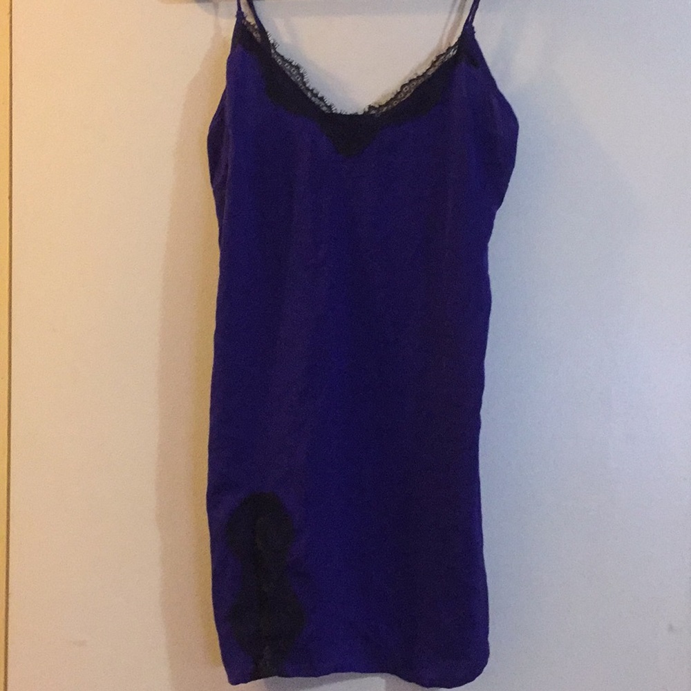 UO violet & black satin slip dress 💜🖤